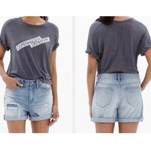 Madewell Boyshorts Rip And Repair Edition Jean Shorts Cotton Denim Blue Size 25